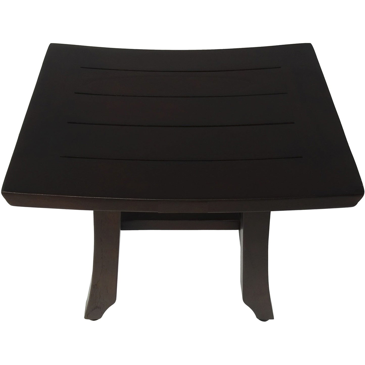 HomeRoots Compact Curvilinear Teak Shower or Outdoor Bench in Brown Finish