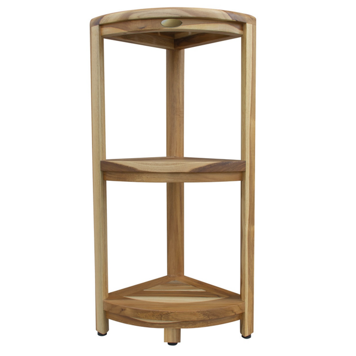 HomeRoots Compact Teak 3 tier Corner Shower Outdoor Bench in Natural Finish