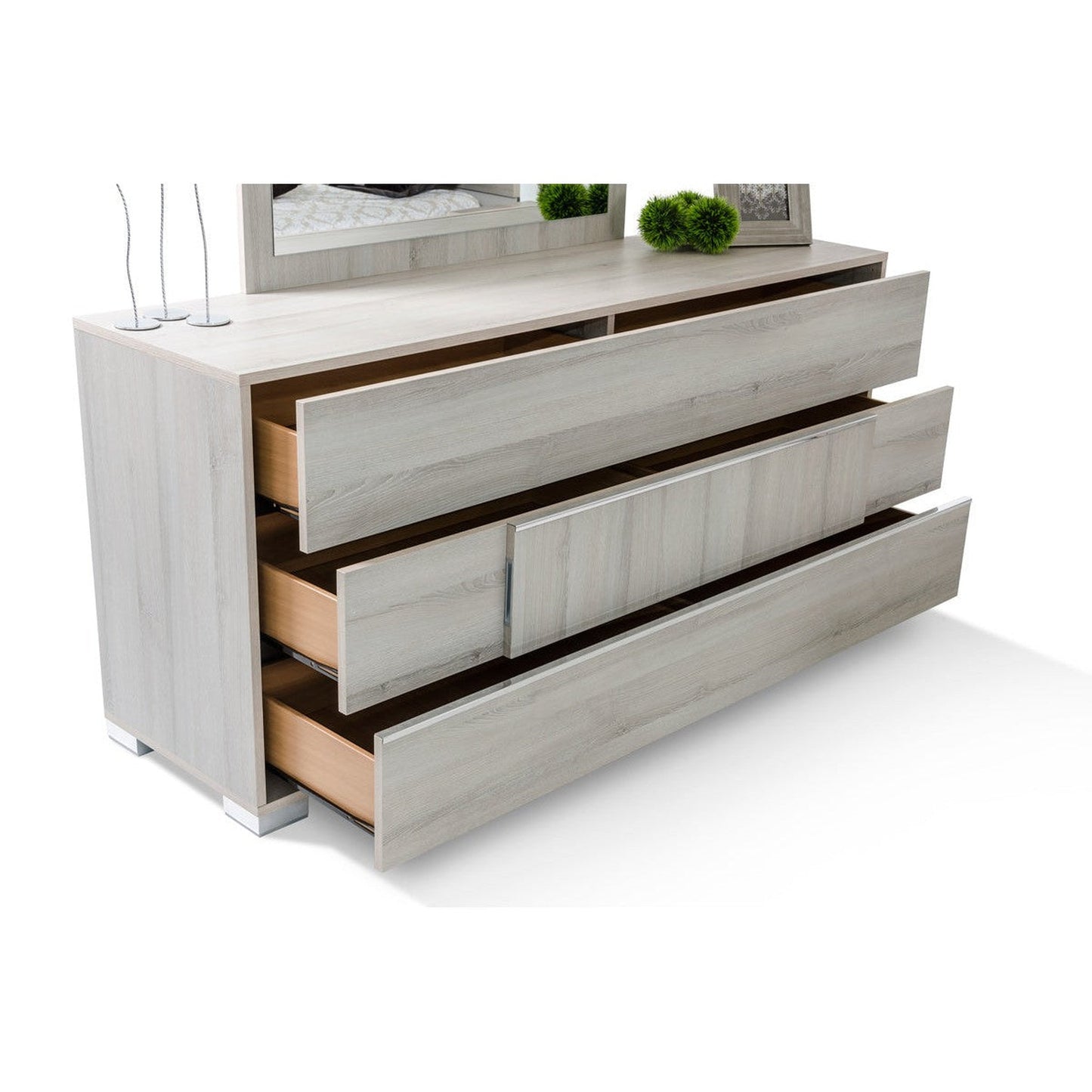 HomeRoots Contemporary Gray Middle Block 3 Drawer Dresser