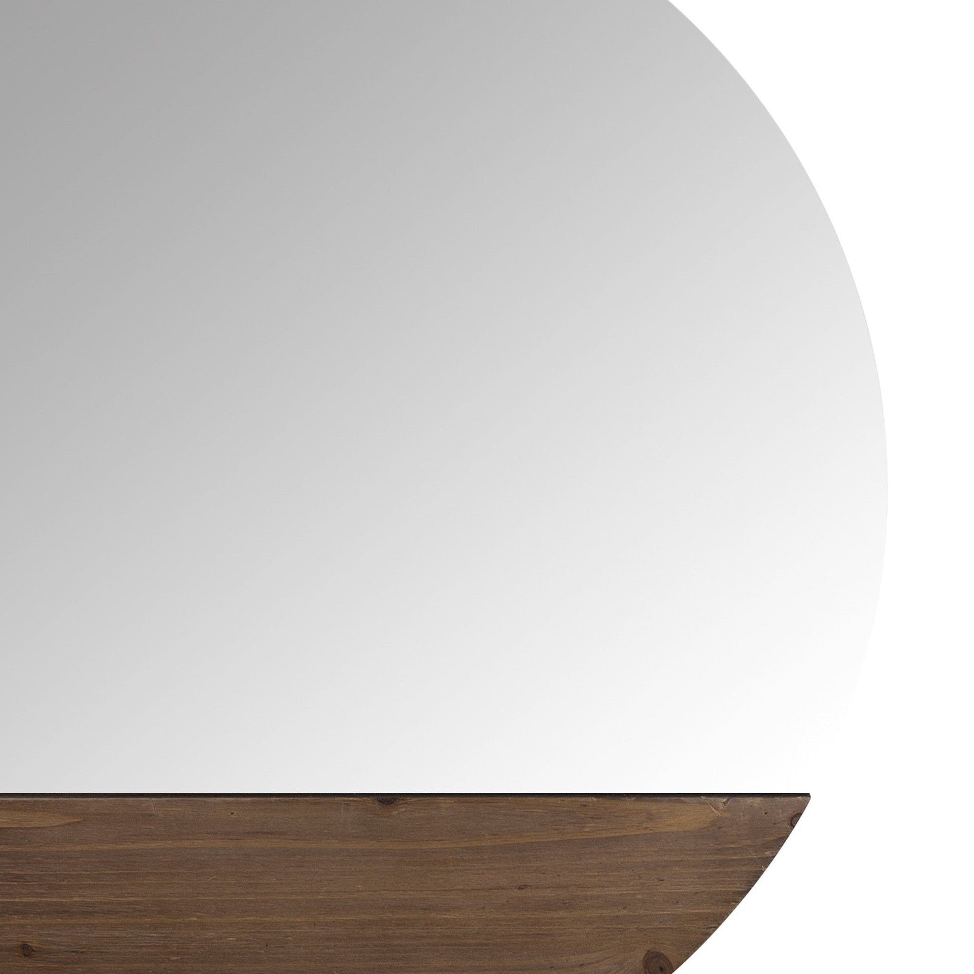 HomeRoots Contemporary Round Wall Mirror with Wooden Detailing