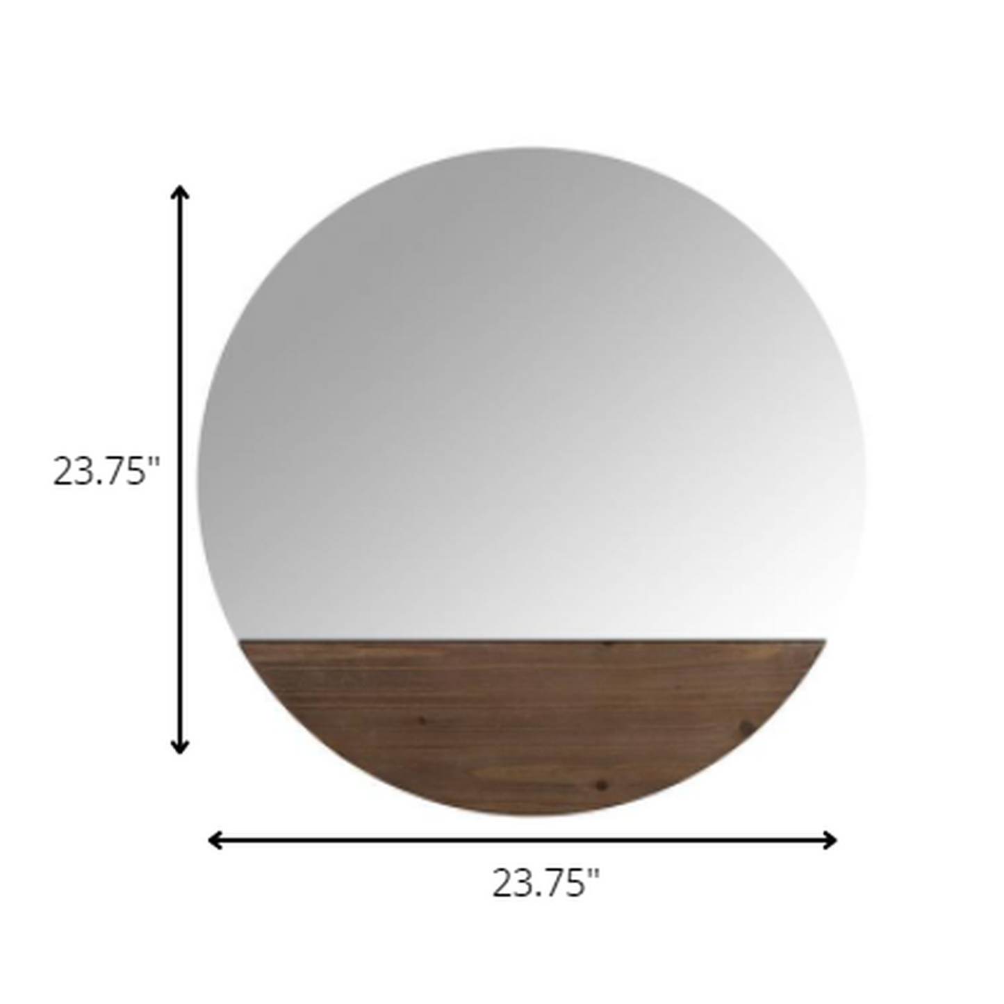 HomeRoots Contemporary Round Wall Mirror with Wooden Detailing