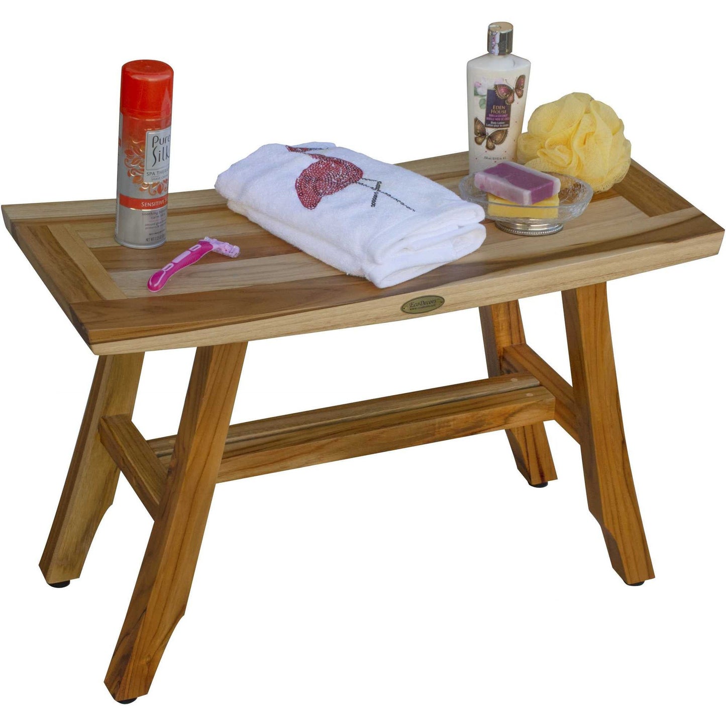 HomeRoots Contemporary Teak Shower Bench in Natural Finish