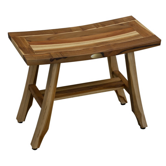 HomeRoots Contemporary Teak Shower Stool or Bench in Natural Finish