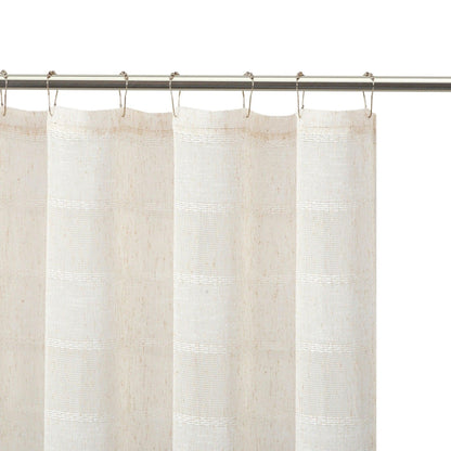 HomeRoots Cream Striped Embroidered Shower Curtain
