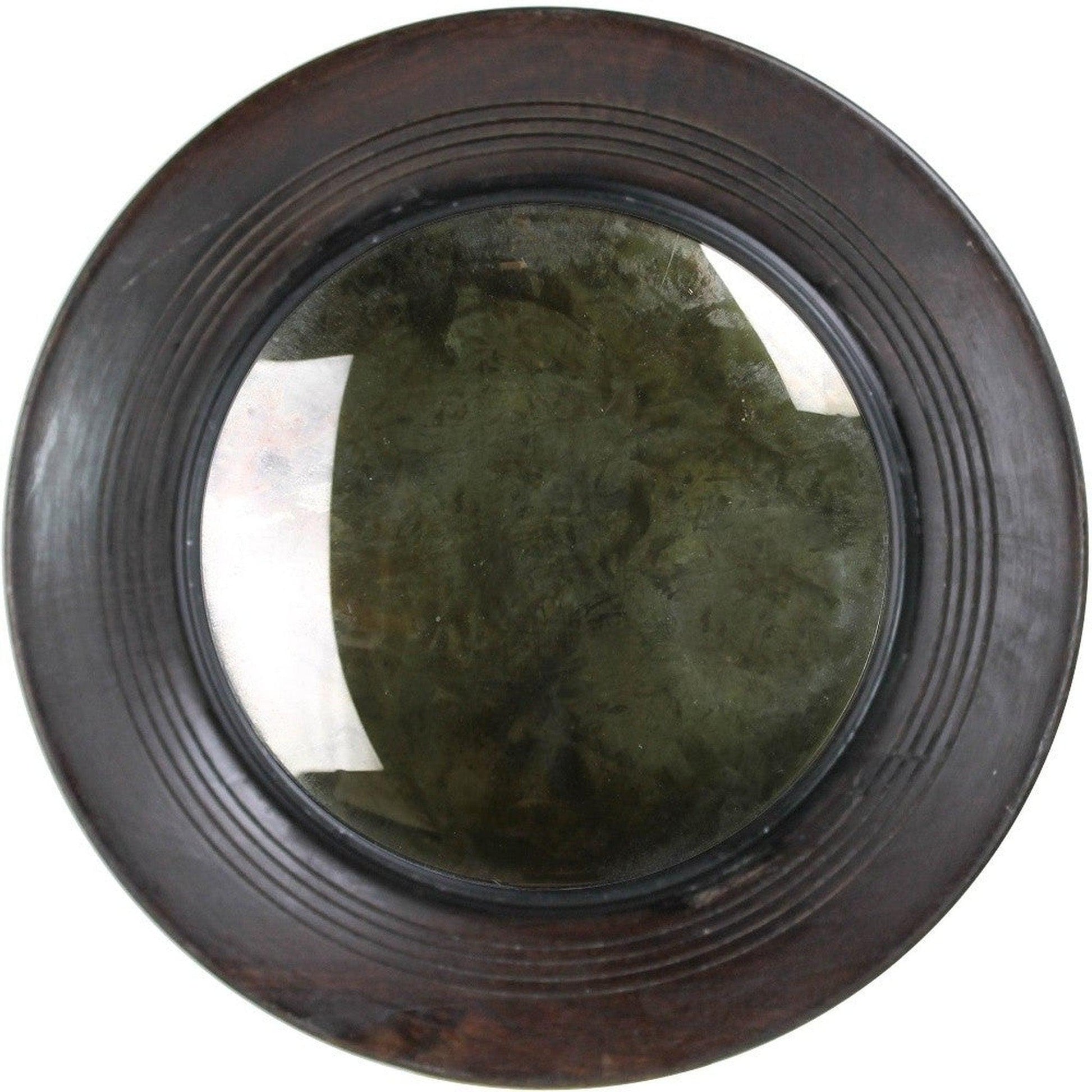 HomeRoots Dark Brown Wooden Convex Mirror
