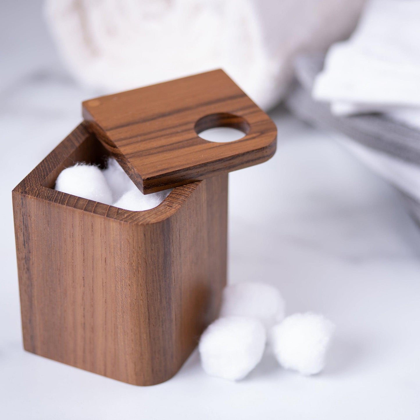 HomeRoots Designer Genuine Teak Cotton Box