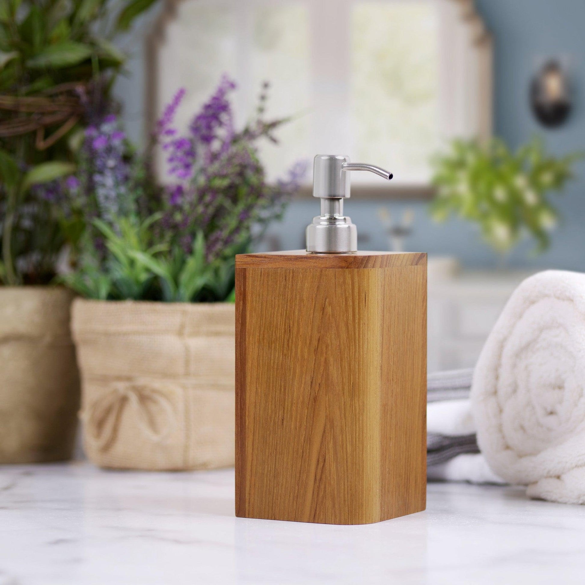 HomeRoots Designer Genuine Teak Soap Dispenser