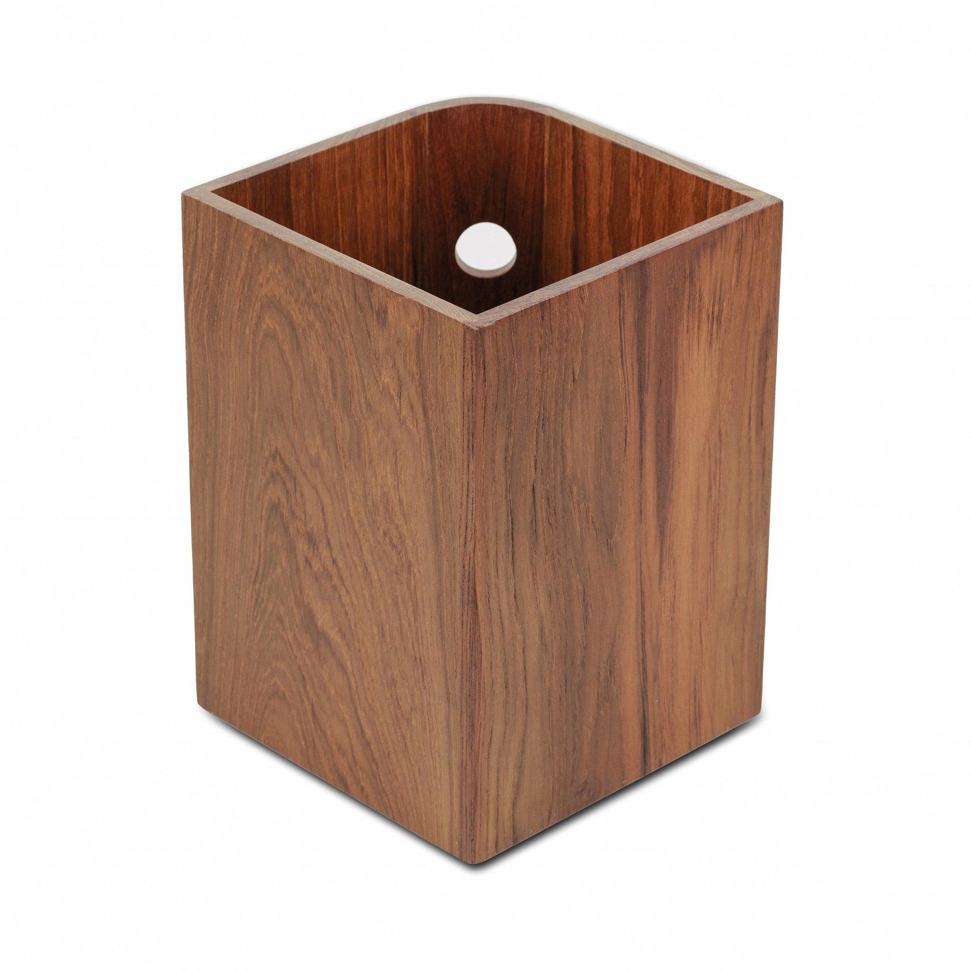 HomeRoots Designer Genuine Teak Waste Basket