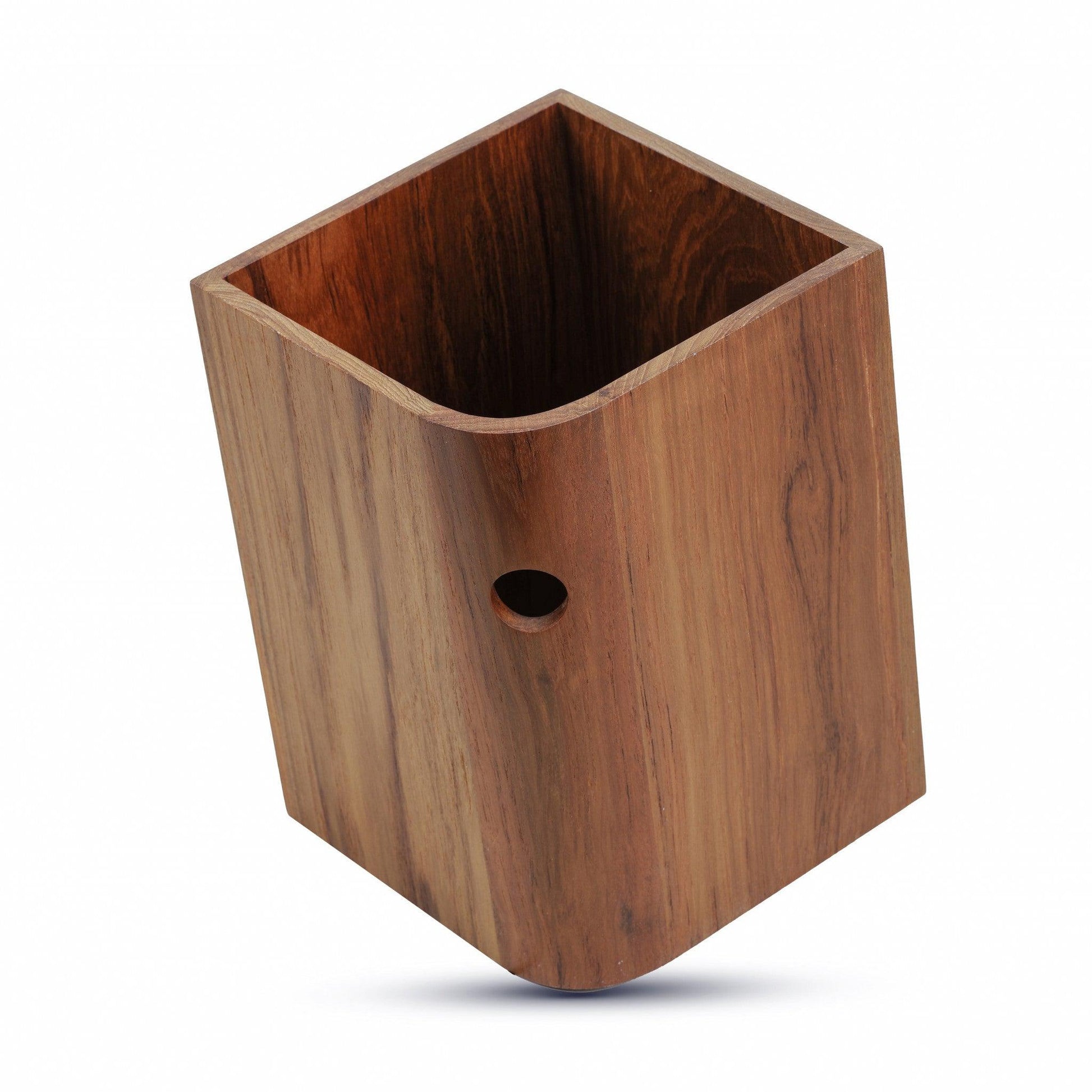 HomeRoots Designer Genuine Teak Waste Basket