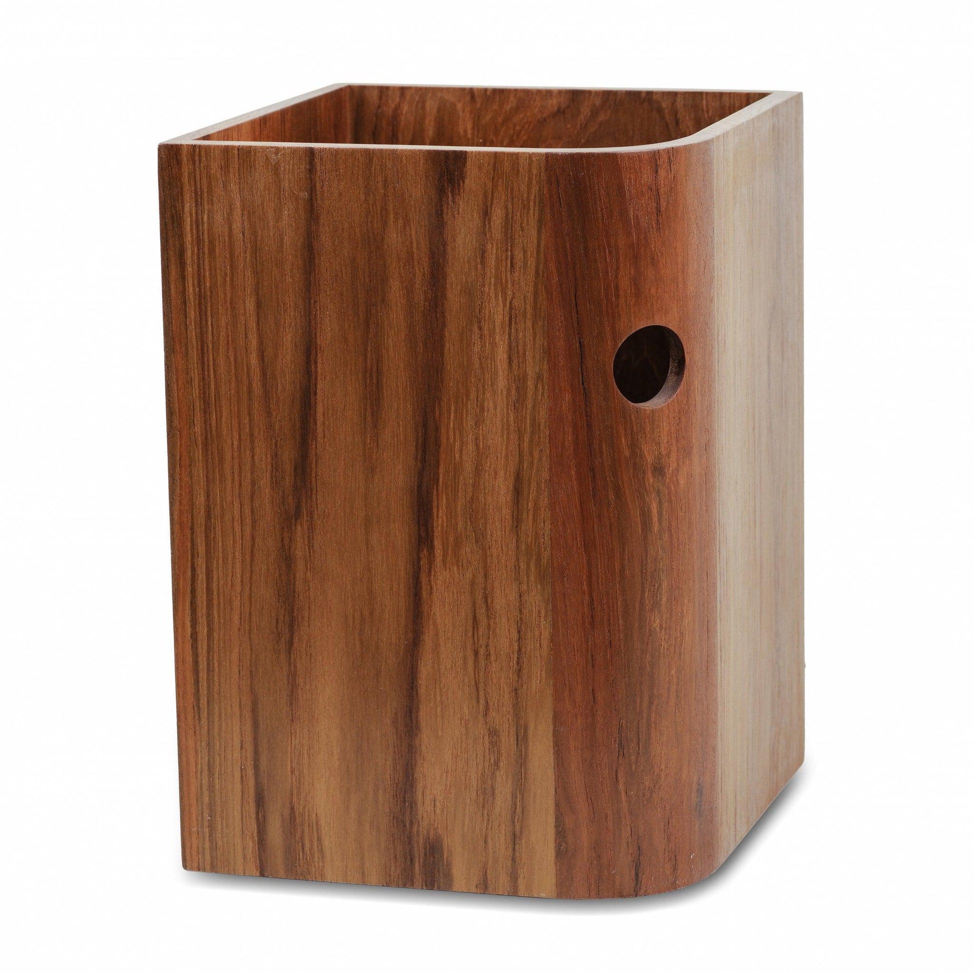 HomeRoots Designer Genuine Teak Waste Basket