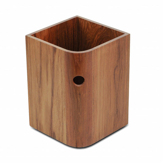 HomeRoots Designer Genuine Teak Waste Basket