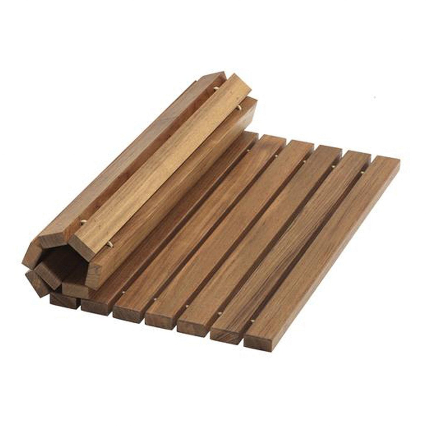 HomeRoots Designer Roll Up Genuine Teak 2" x 3" Mat