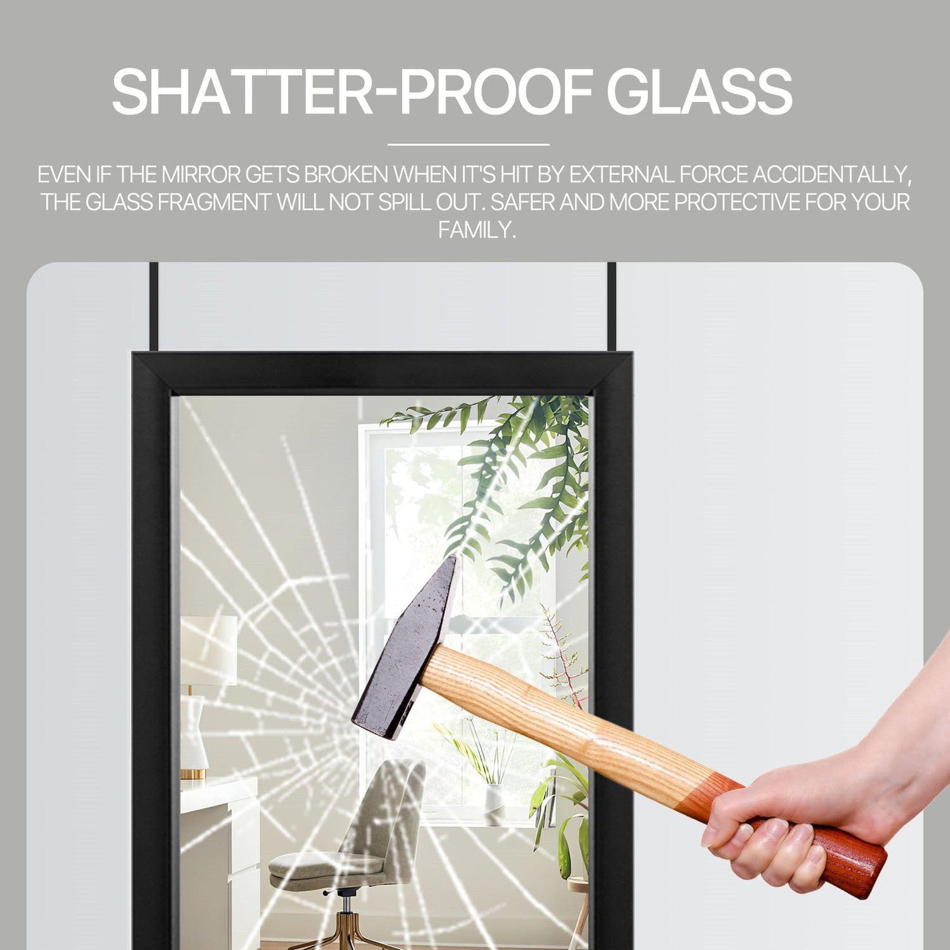 HomeRoots Door Mount Black Mirror