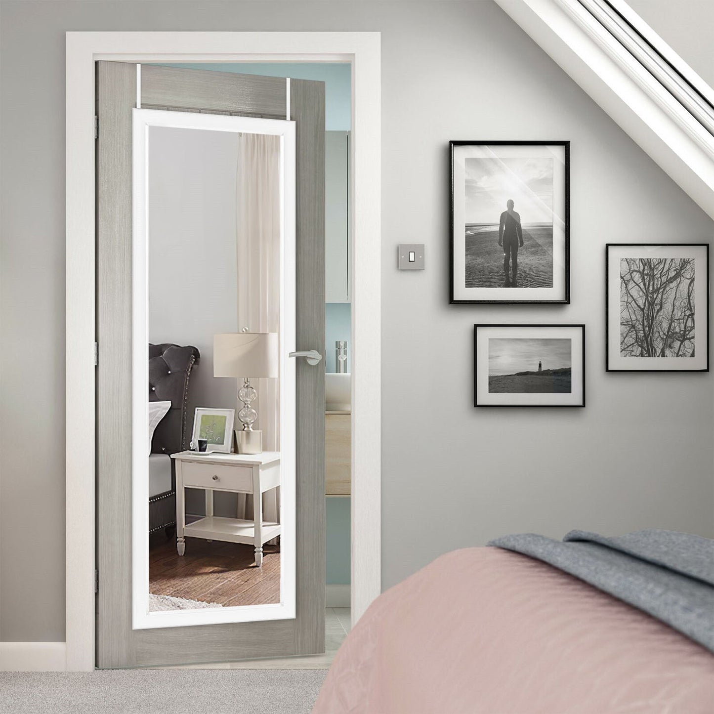 HomeRoots Door Mount White Mirror