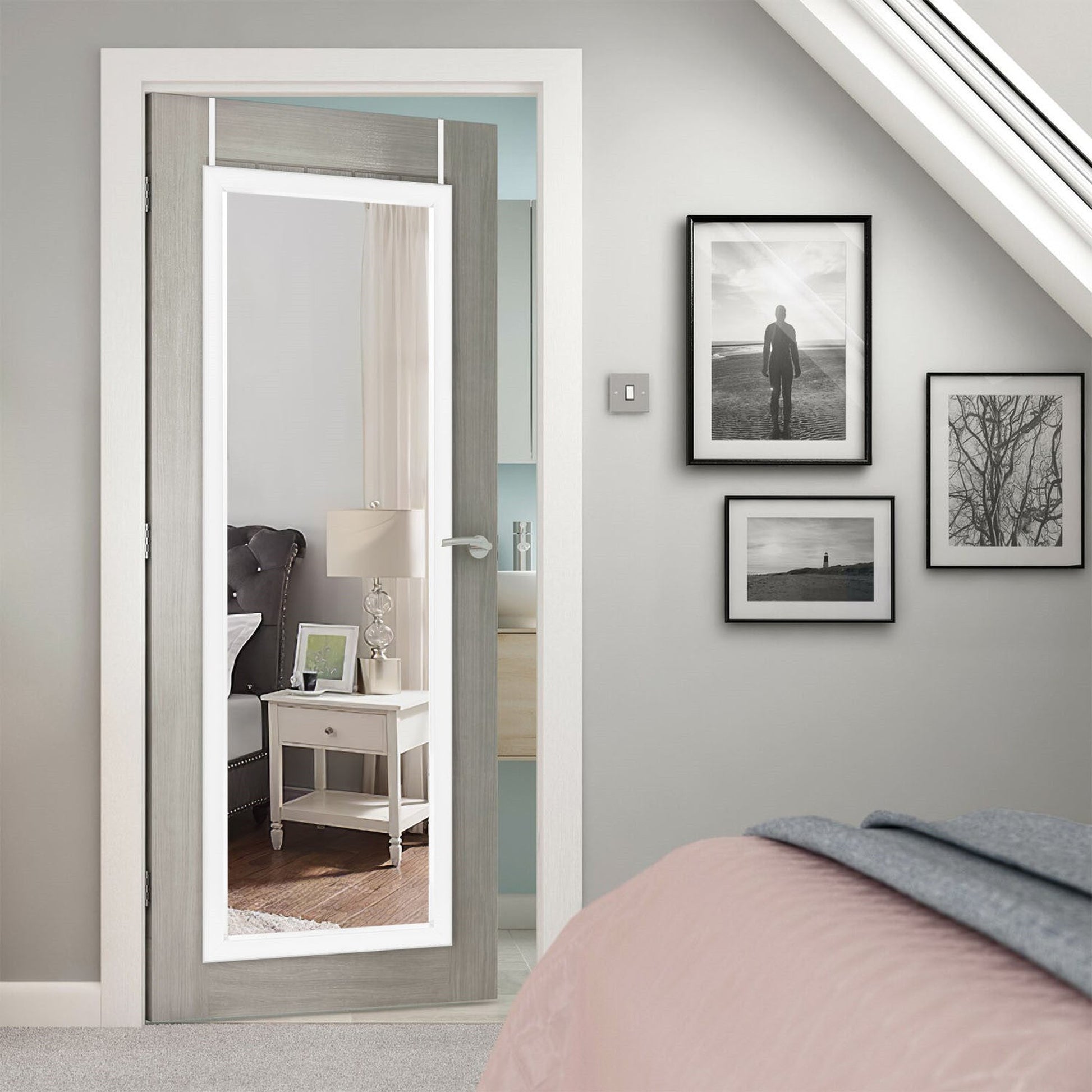 HomeRoots Door Mount White Mirror