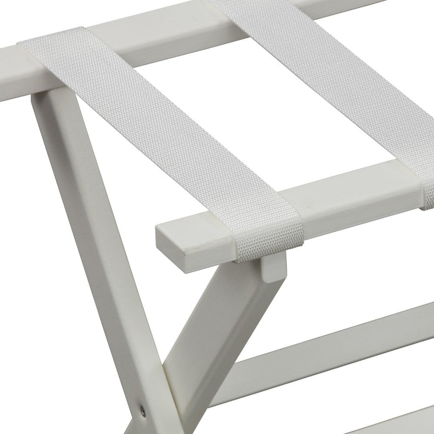 HomeRoots Earth Friendly Folding Luggage Rack With Straps in White Finish