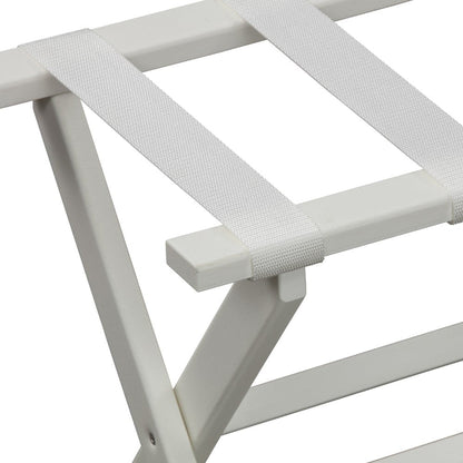 HomeRoots Earth Friendly Folding Luggage Rack With Straps in White Finish