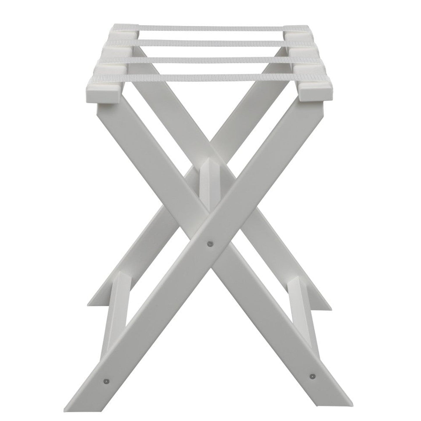HomeRoots Earth Friendly Folding Luggage Rack With Straps in White Finish