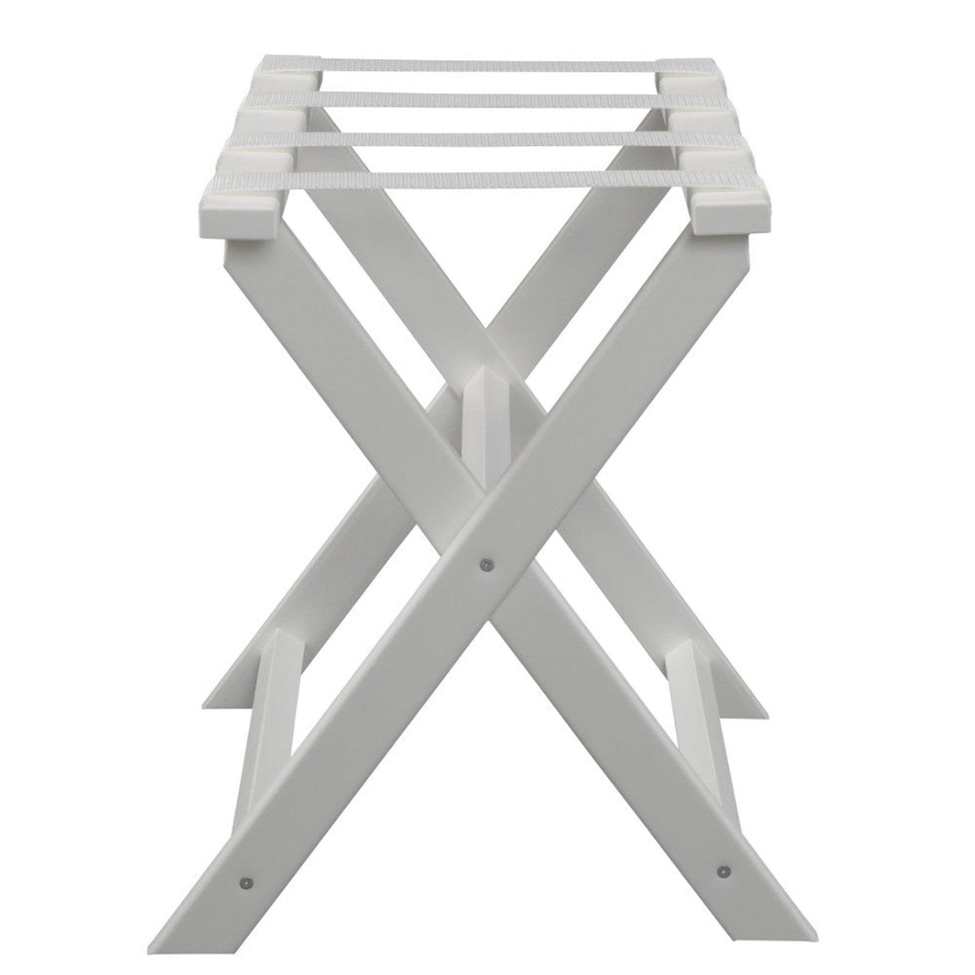 HomeRoots Earth Friendly Folding Luggage Rack With Straps in White Finish