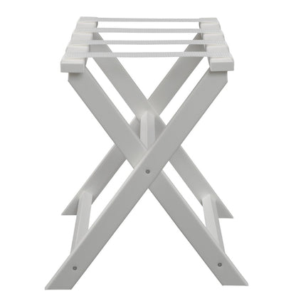 HomeRoots Earth Friendly Folding Luggage Rack With Straps in White Finish