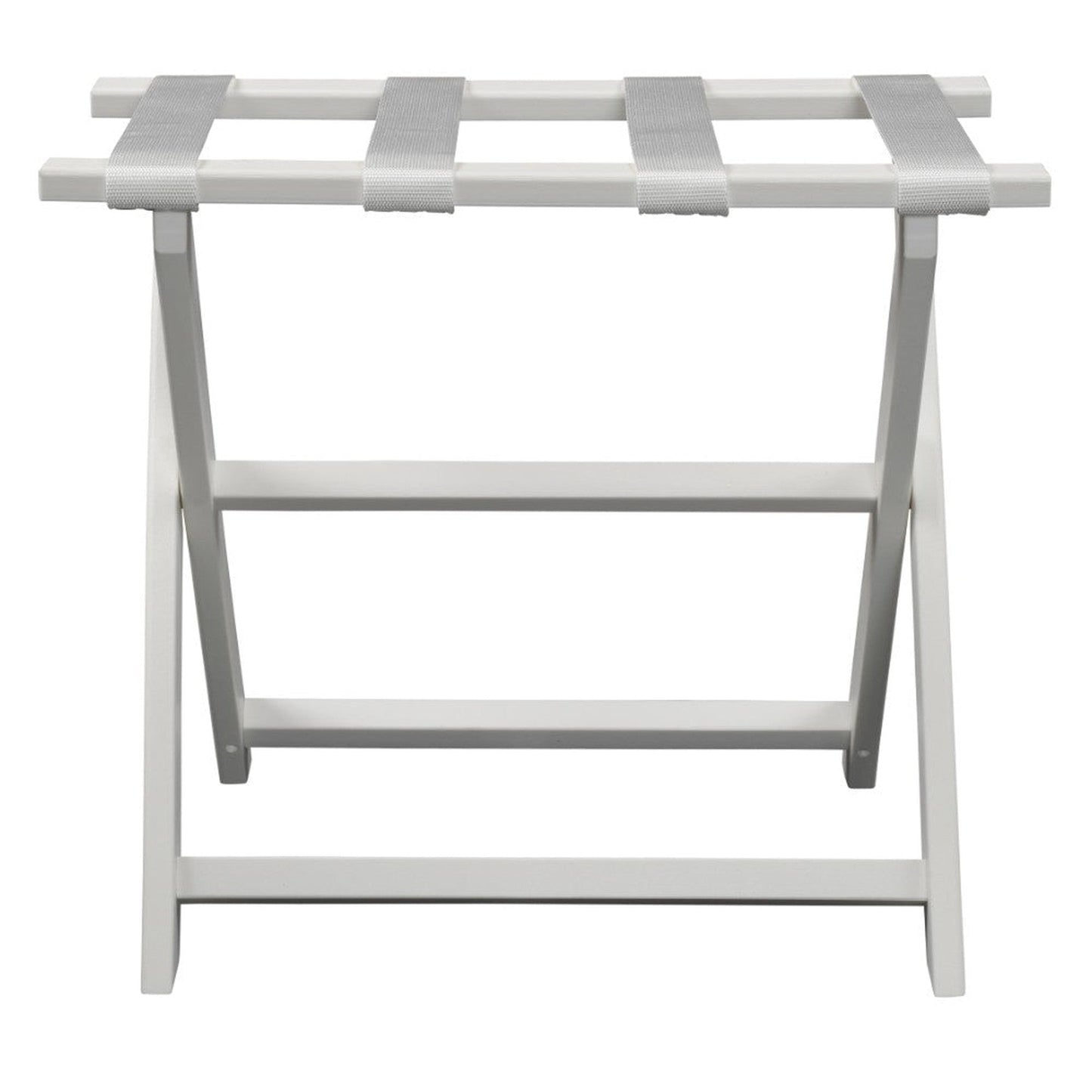 HomeRoots Earth Friendly Folding Luggage Rack With Straps in White Finish