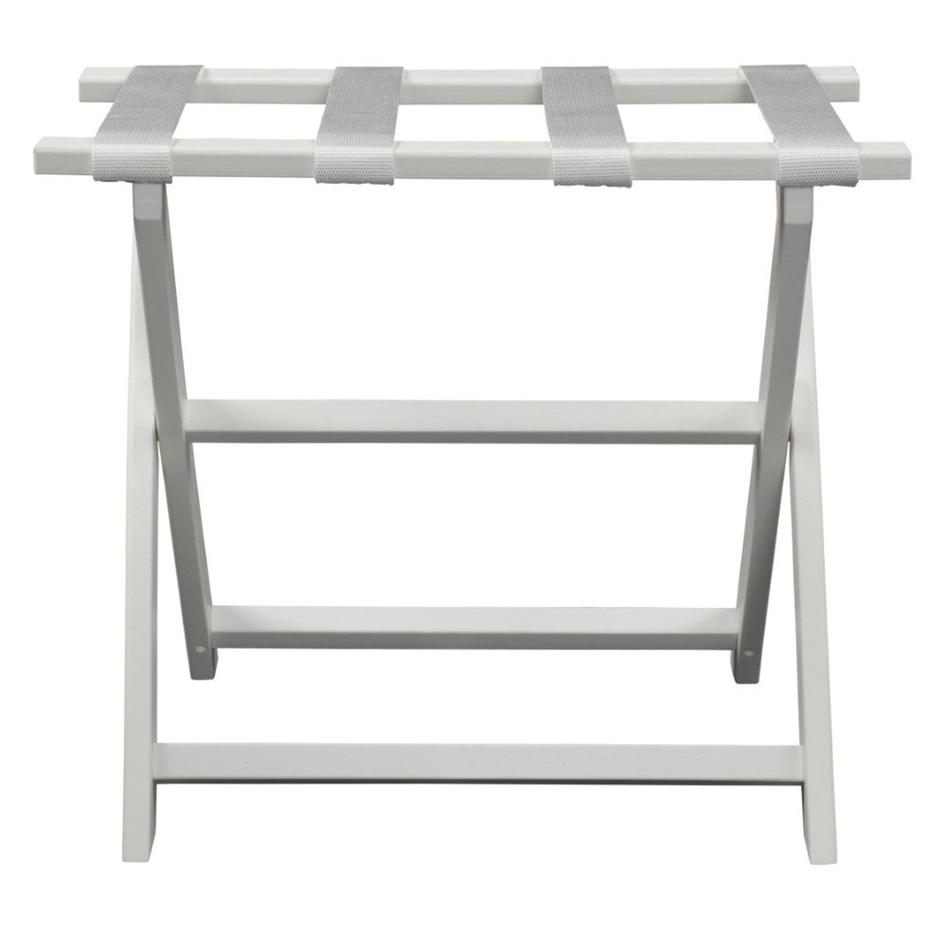 HomeRoots Earth Friendly Folding Luggage Rack With Straps in White Finish