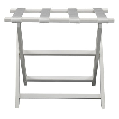 HomeRoots Earth Friendly Folding Luggage Rack With Straps in White Finish