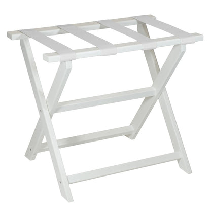 HomeRoots Earth Friendly Folding Luggage Rack With Straps in White Finish
