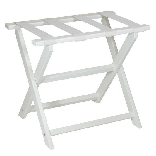 HomeRoots Earth Friendly Folding Luggage Rack With Straps in White Finish