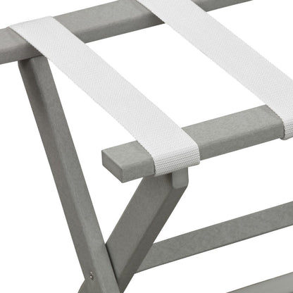 HomeRoots Earth Friendly Folding Luggage Rack in Light Gray Finish With White Straps