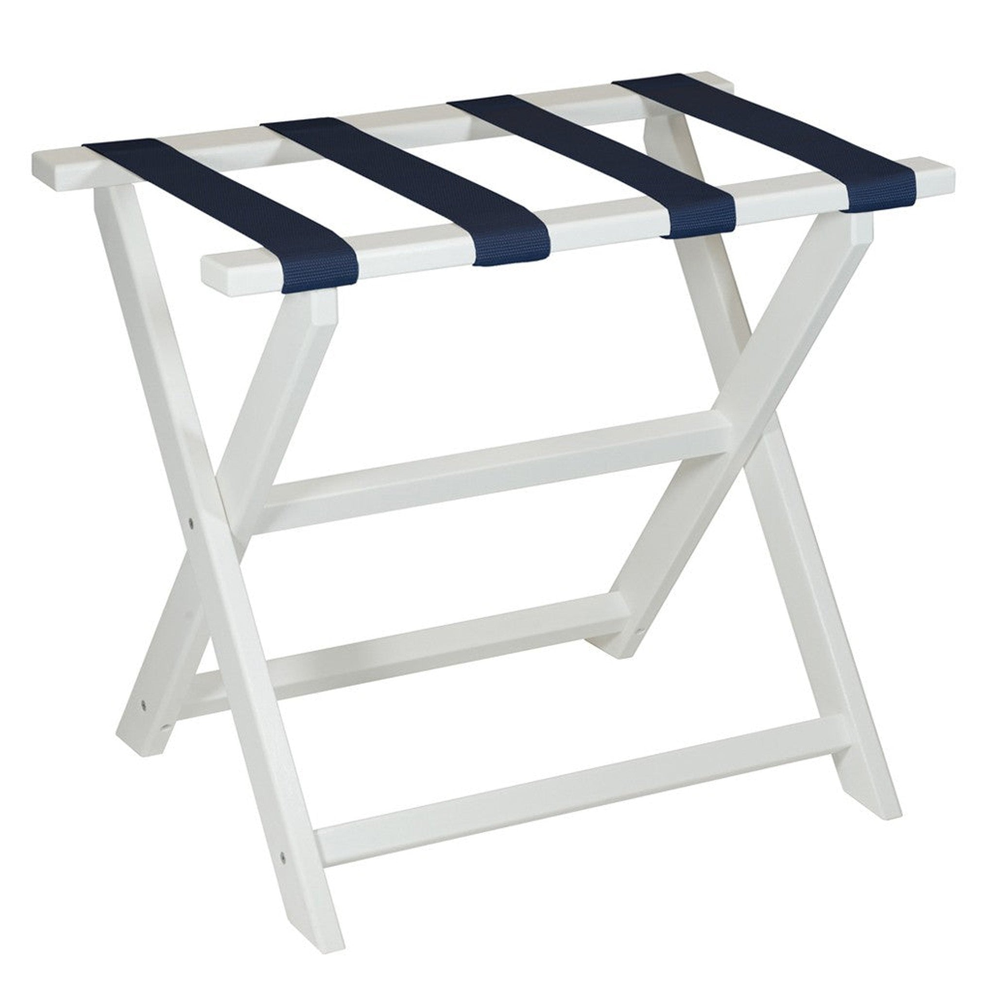 Pocket Rack Earth HomeRoots Earth Friendly Folding Luggage Rack in White Finish With Nav ...