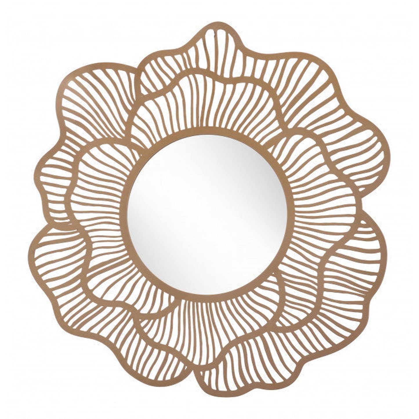 HomeRoots Flower Lines Gold Finish Wall Mirror