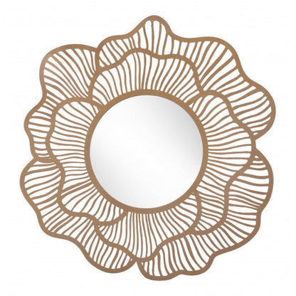 HomeRoots Flower Lines Gold Finish Wall Mirror