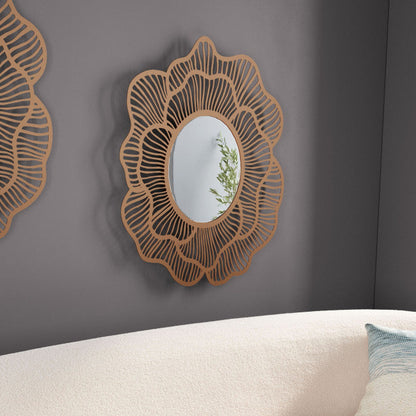 HomeRoots Flower Lines Gold Finish Wall Mirror