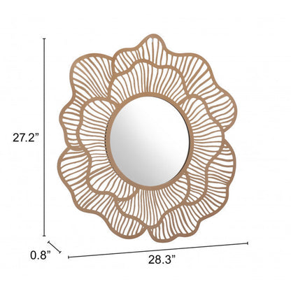 HomeRoots Flower Lines Gold Finish Wall Mirror