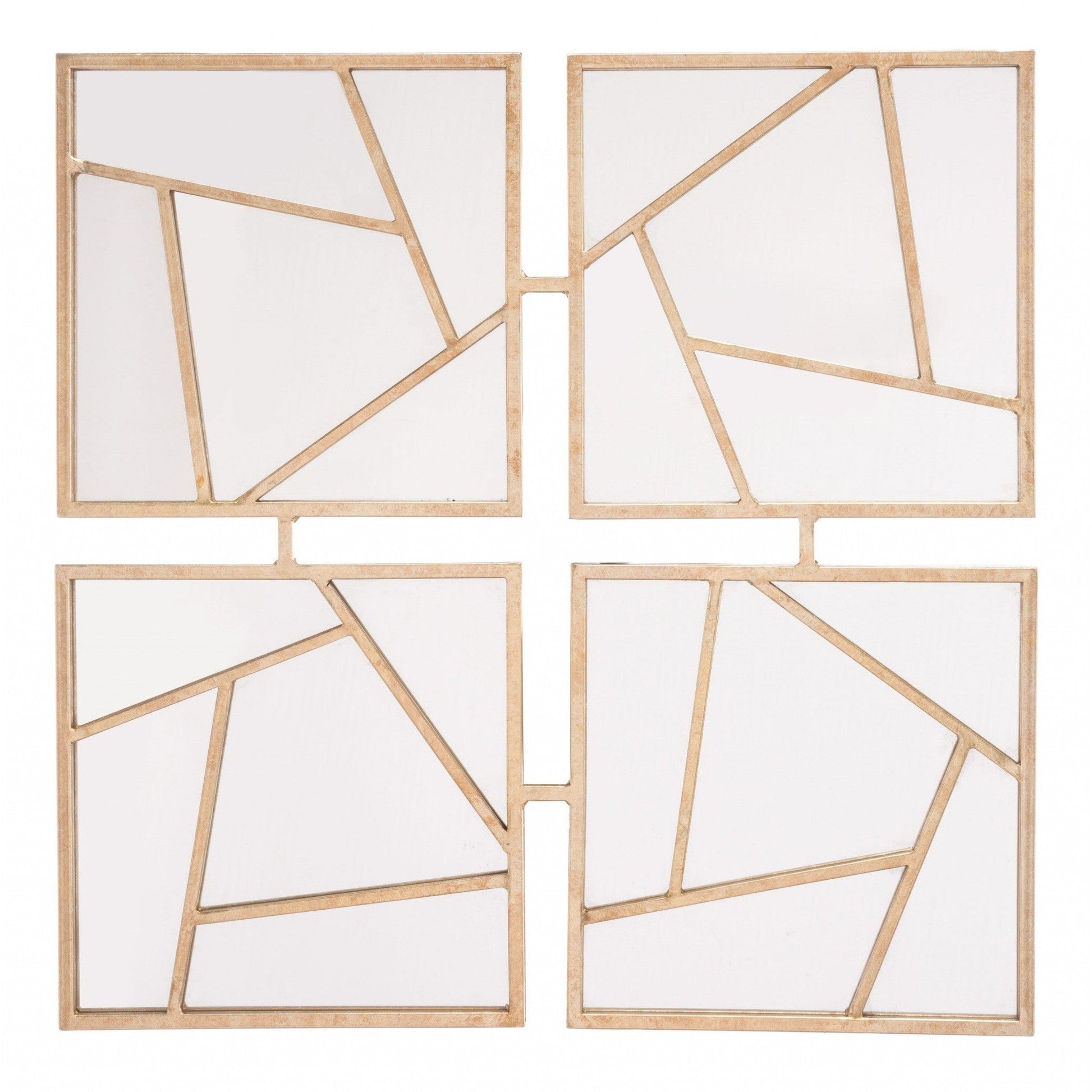 HomeRoots Four Part Gold Geometric Mirror