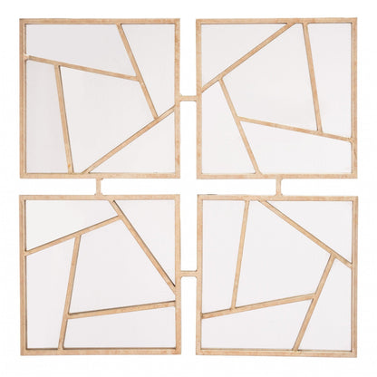 HomeRoots Four Part Gold Geometric Mirror