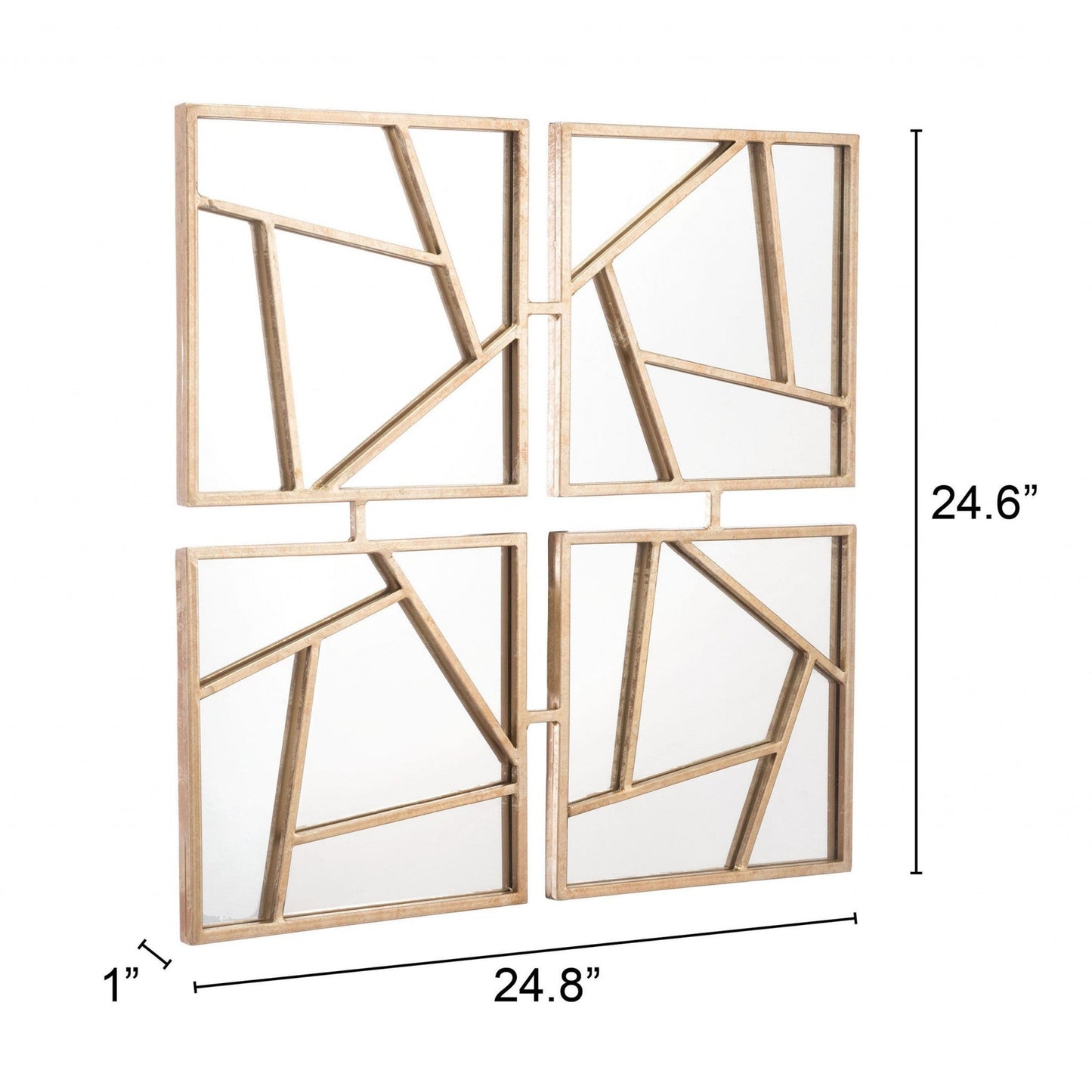 HomeRoots Four Part Gold Geometric Mirror