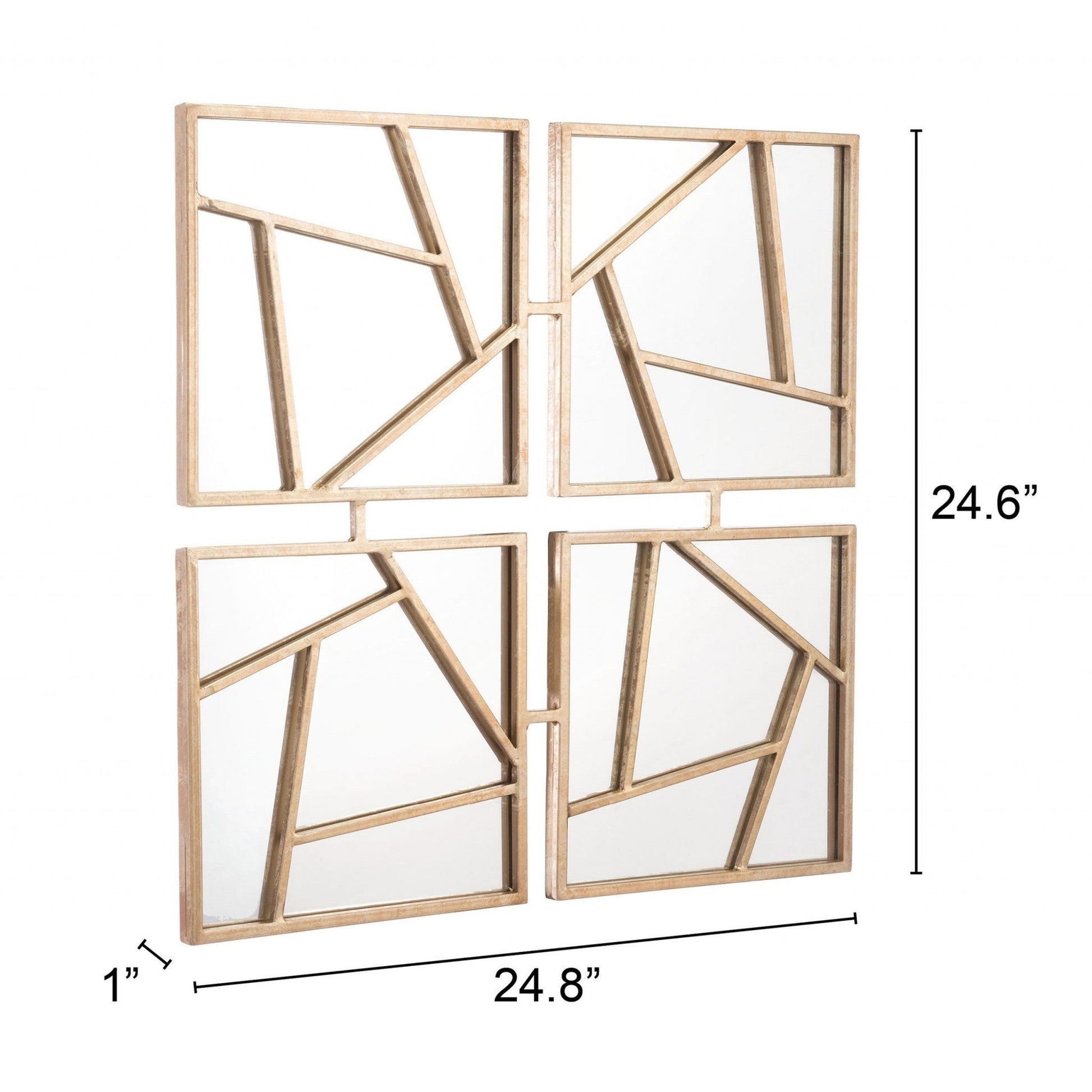HomeRoots Four Part Gold Geometric Mirror
