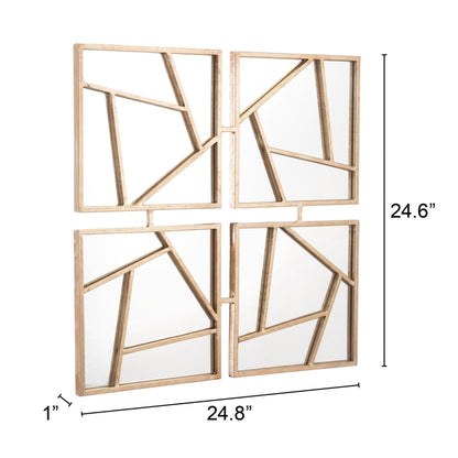 HomeRoots Four Part Gold Geometric Mirror