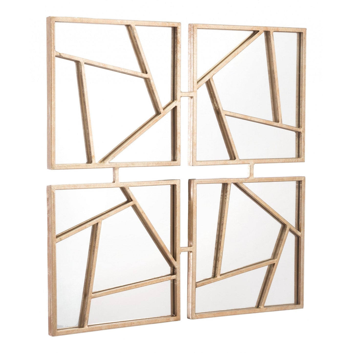HomeRoots Four Part Gold Geometric Mirror