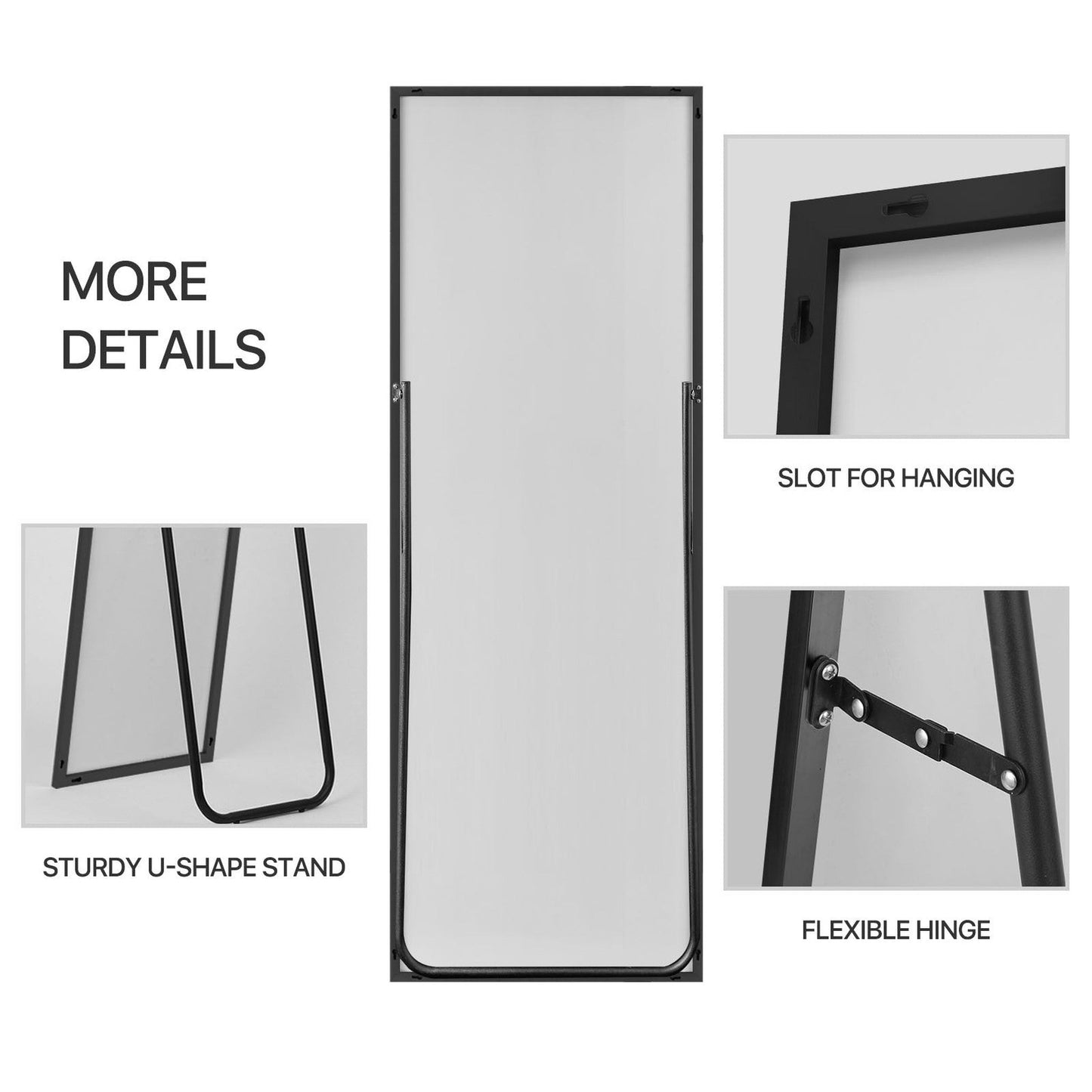 HomeRoots Freestanding Black Full-length Mirror