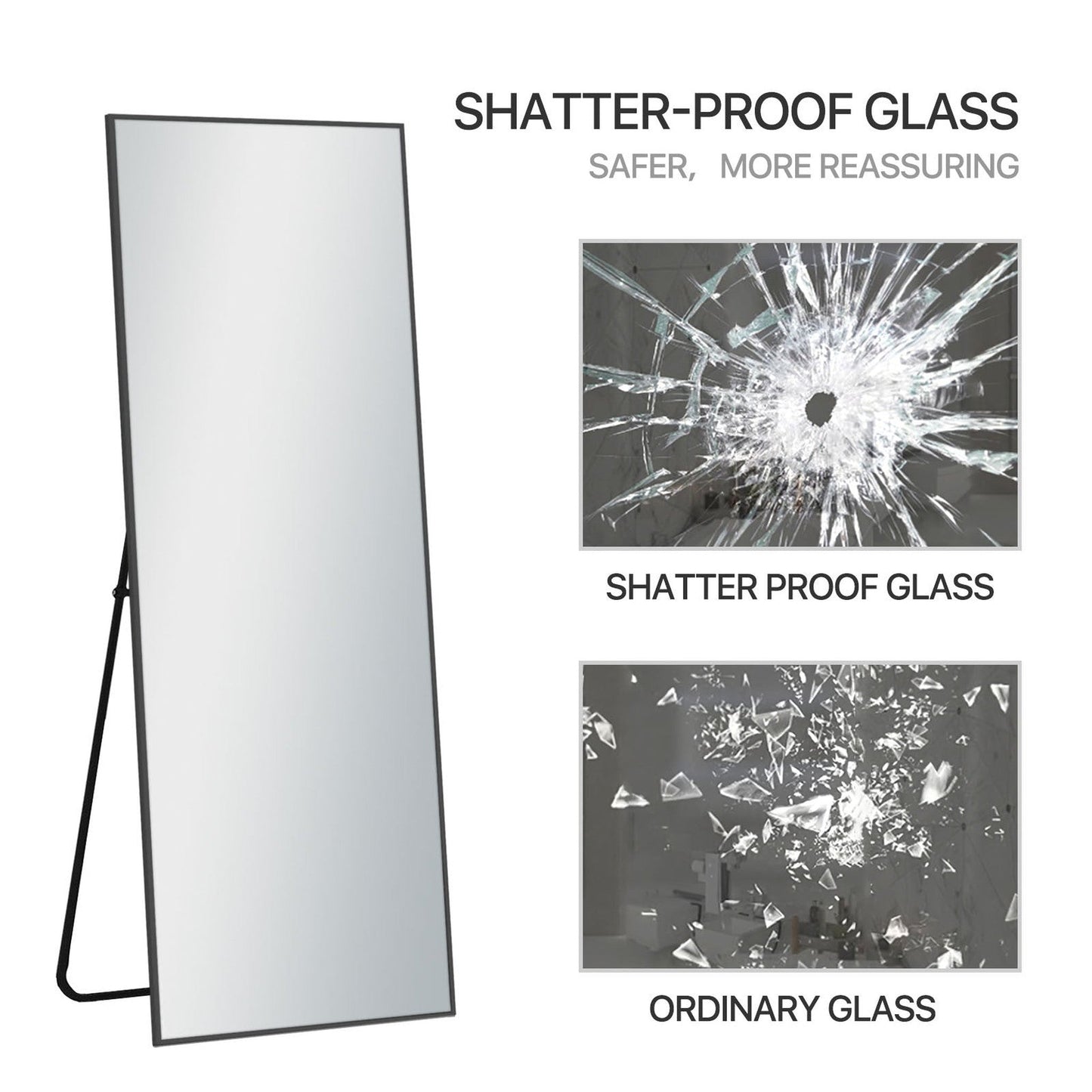 HomeRoots Freestanding Black Full-length Mirror