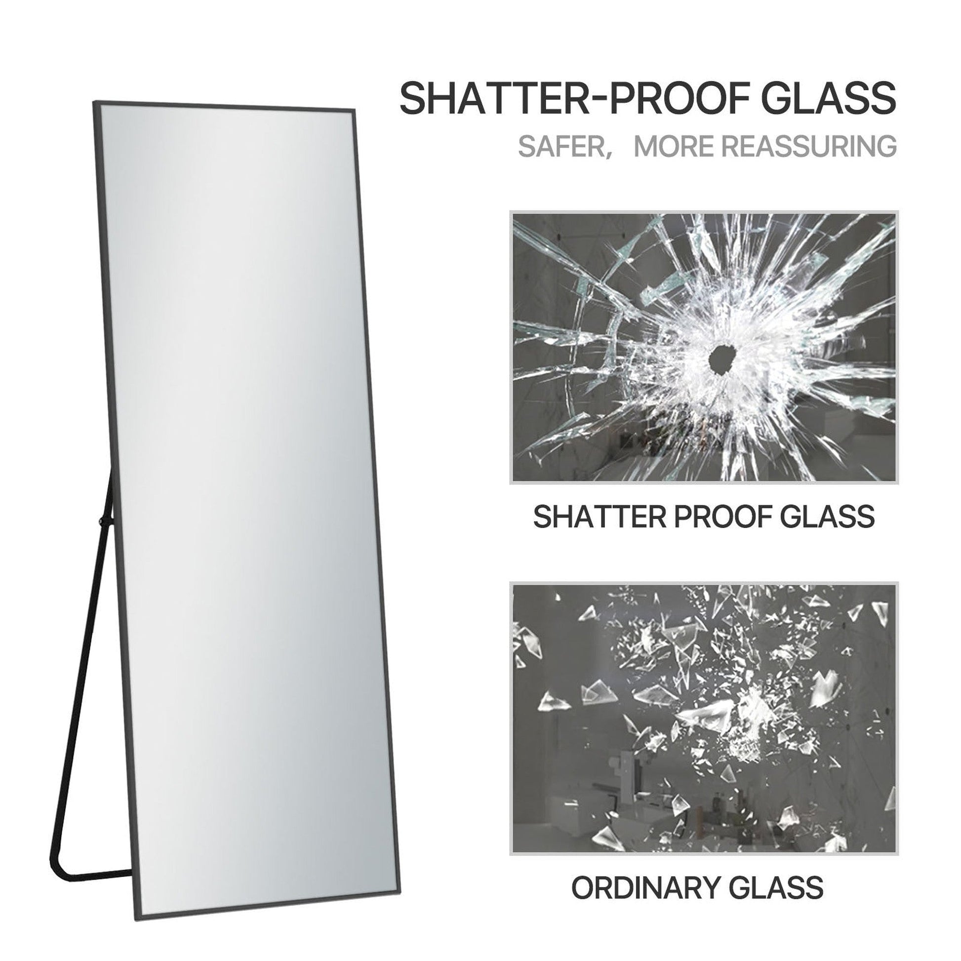 HomeRoots Freestanding Black Full-length Mirror