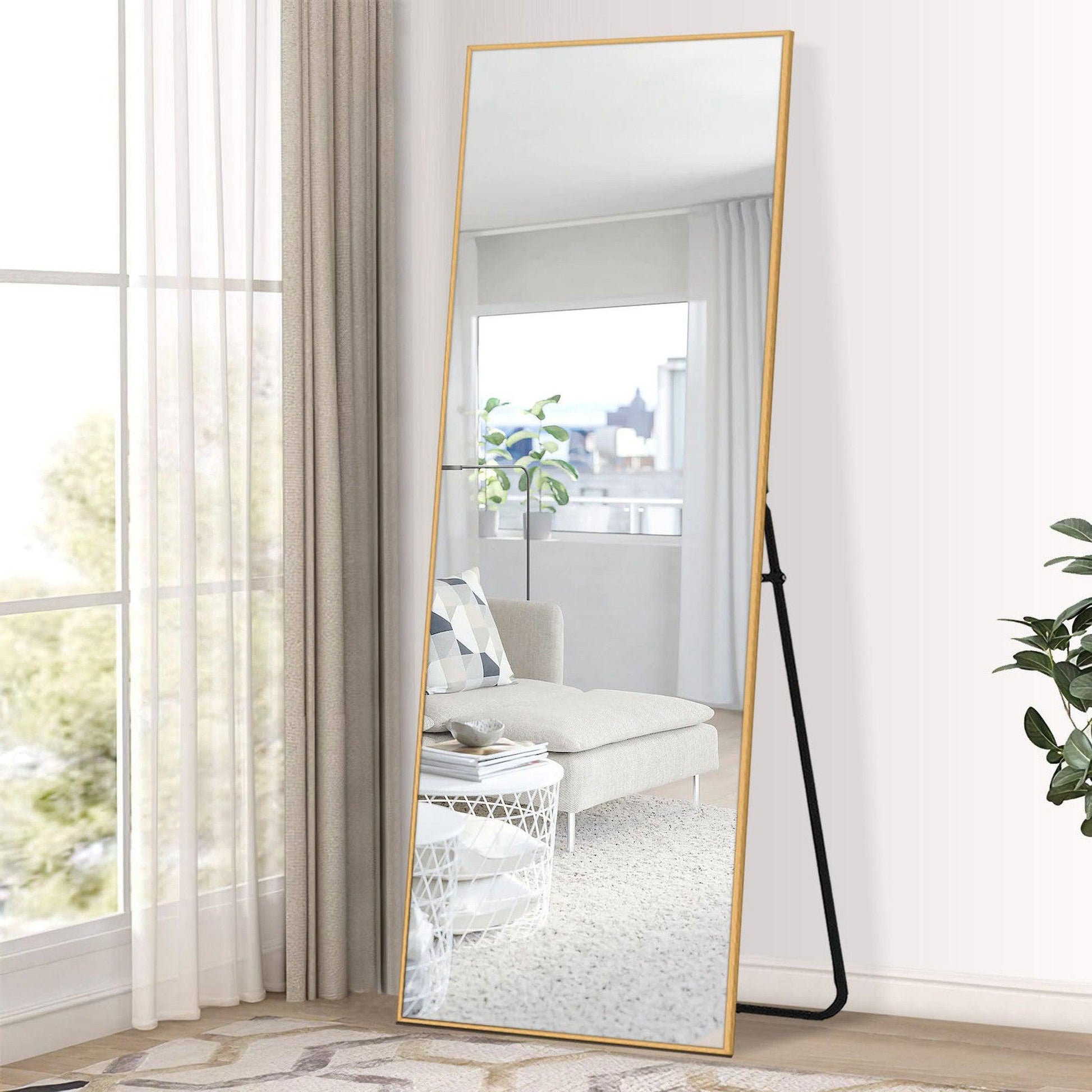HomeRoots Freestanding Gold Full length Mirror