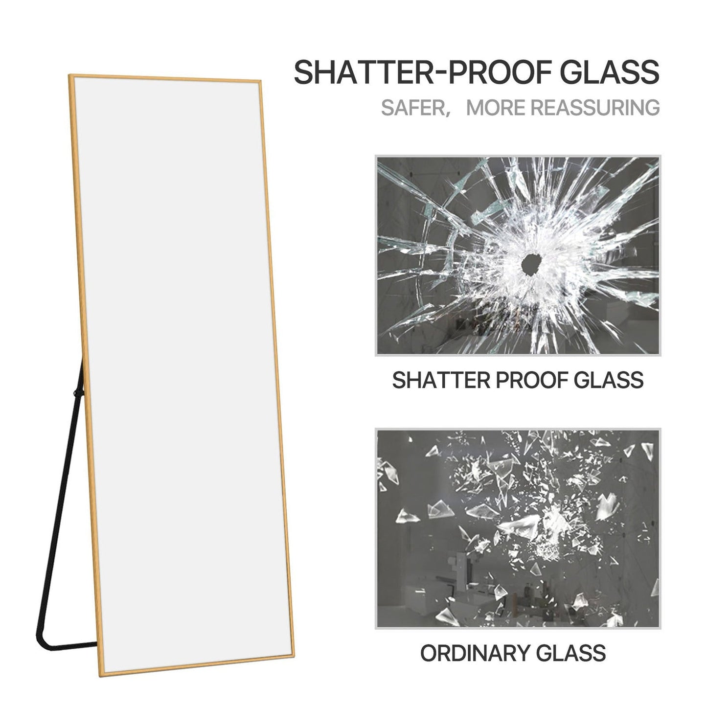 HomeRoots Freestanding Gold Full length Mirror