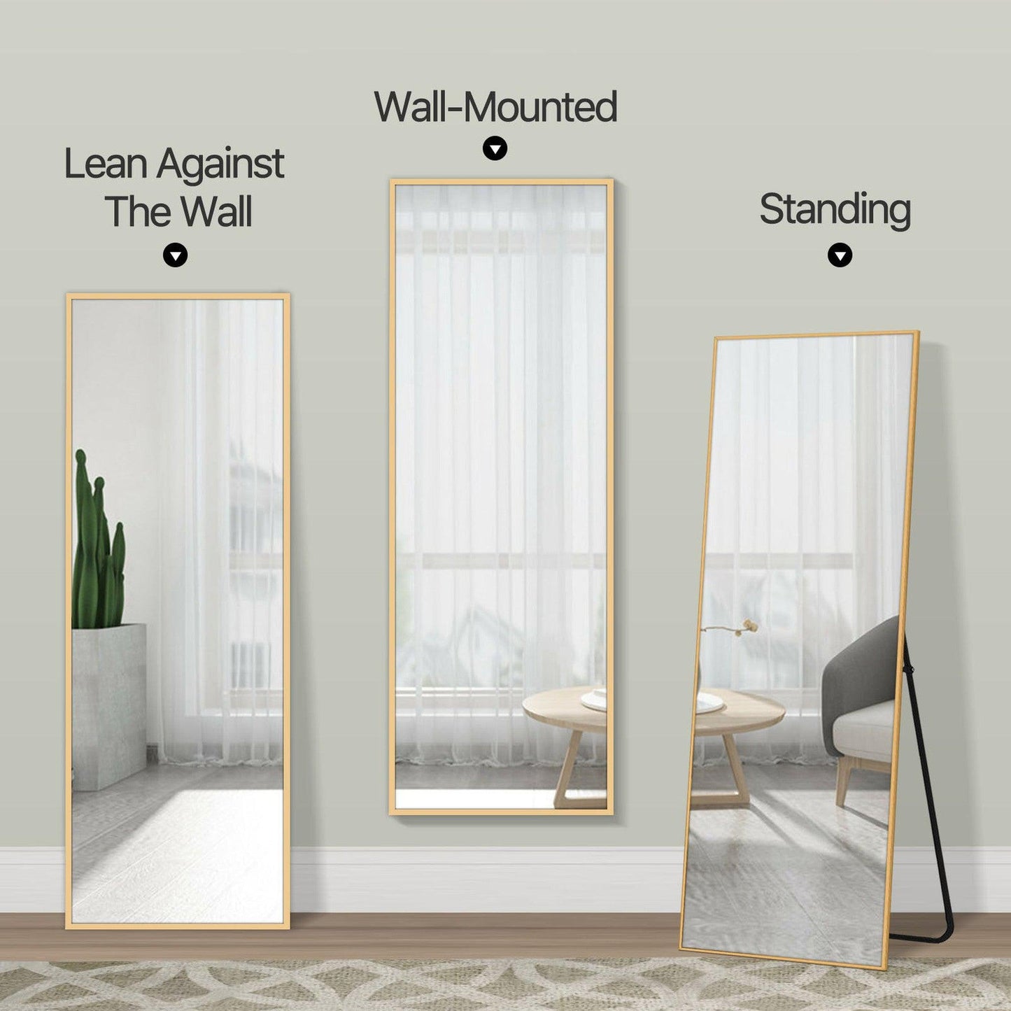 HomeRoots Freestanding Gold Full length Mirror