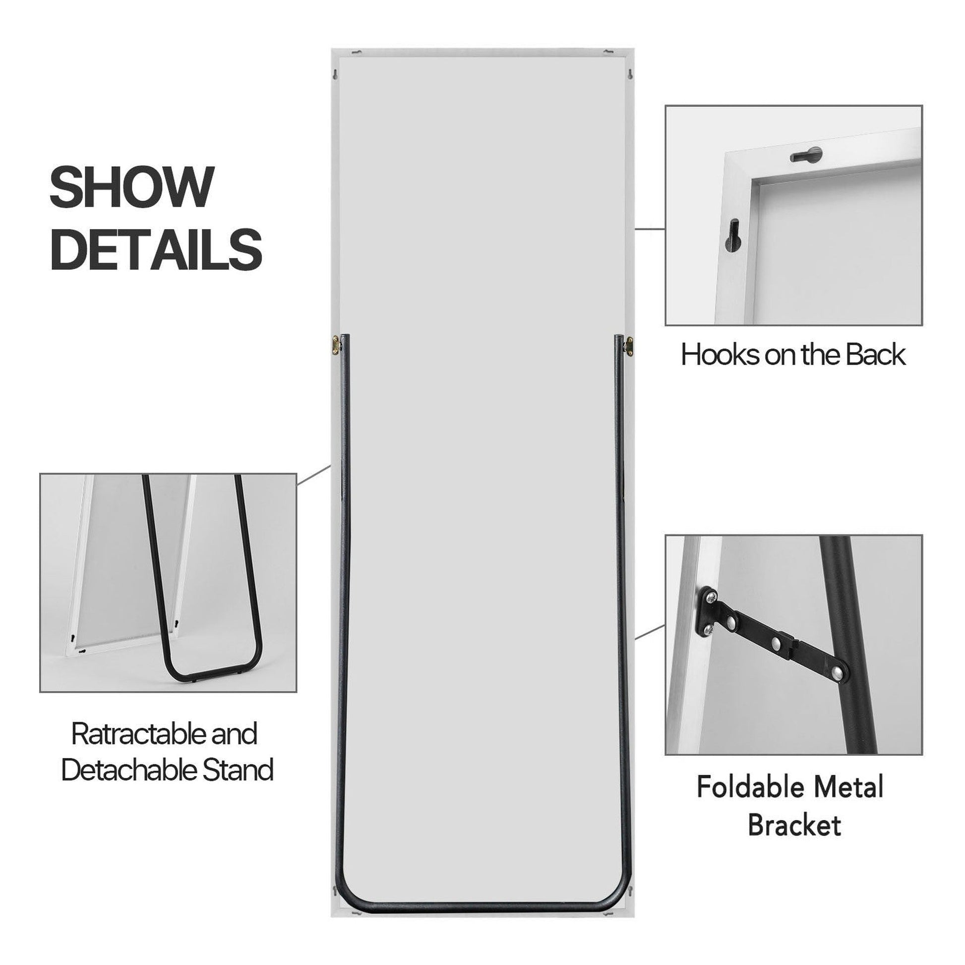 HomeRoots Freestanding Silver Full-length Floor Mirror