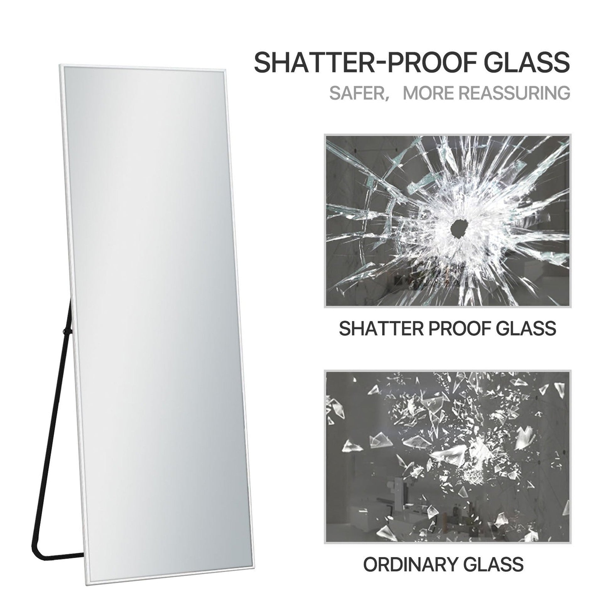 HomeRoots Freestanding Silver Full-length Floor Mirror