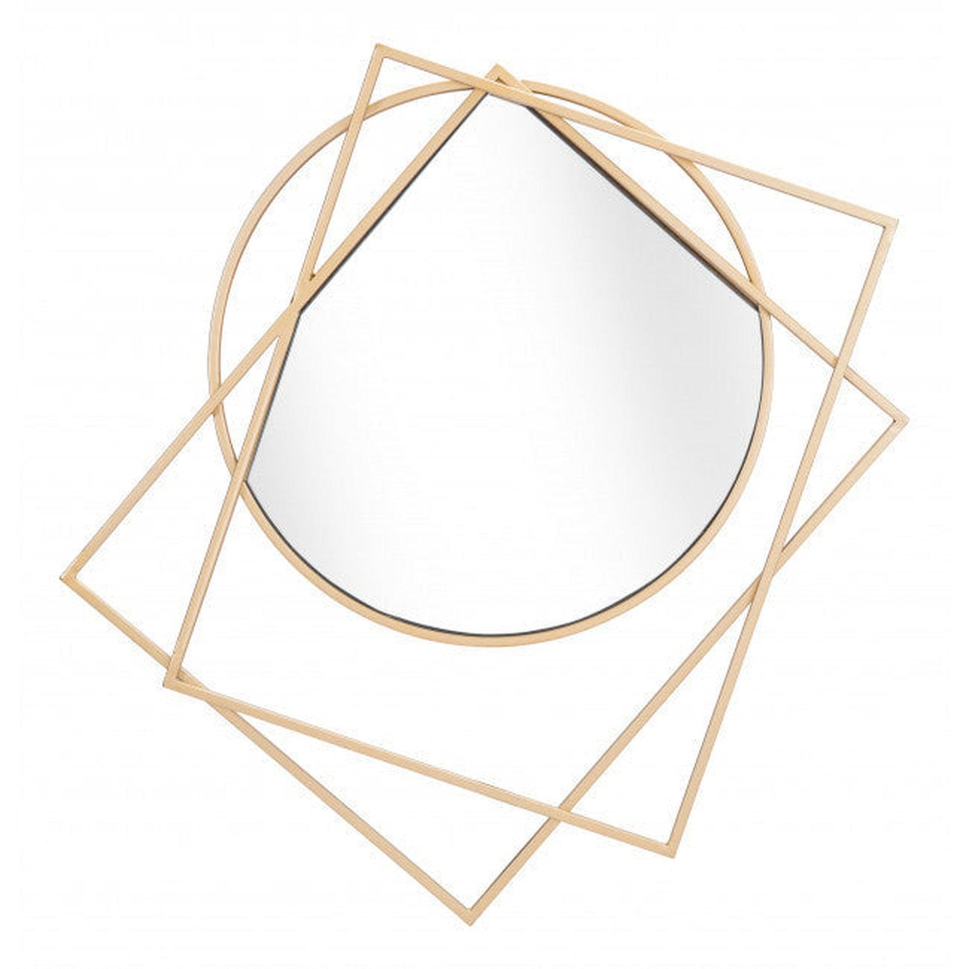HomeRoots Geometric Overlaps Gold Finish Wall Mirror